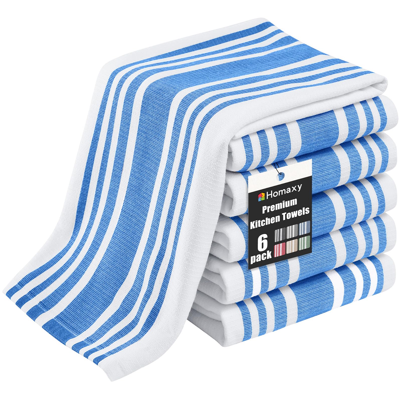 Premium Cotton Stripe Kitchen Towels 6 Pack (6 Count)