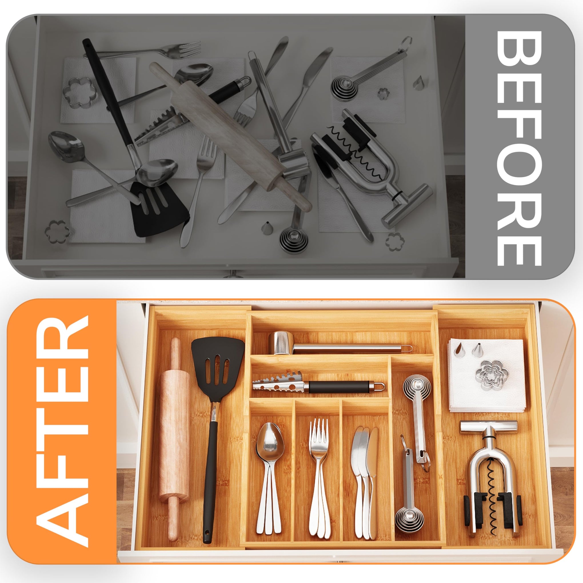 3" Deepth Expandable Drawer Organizer