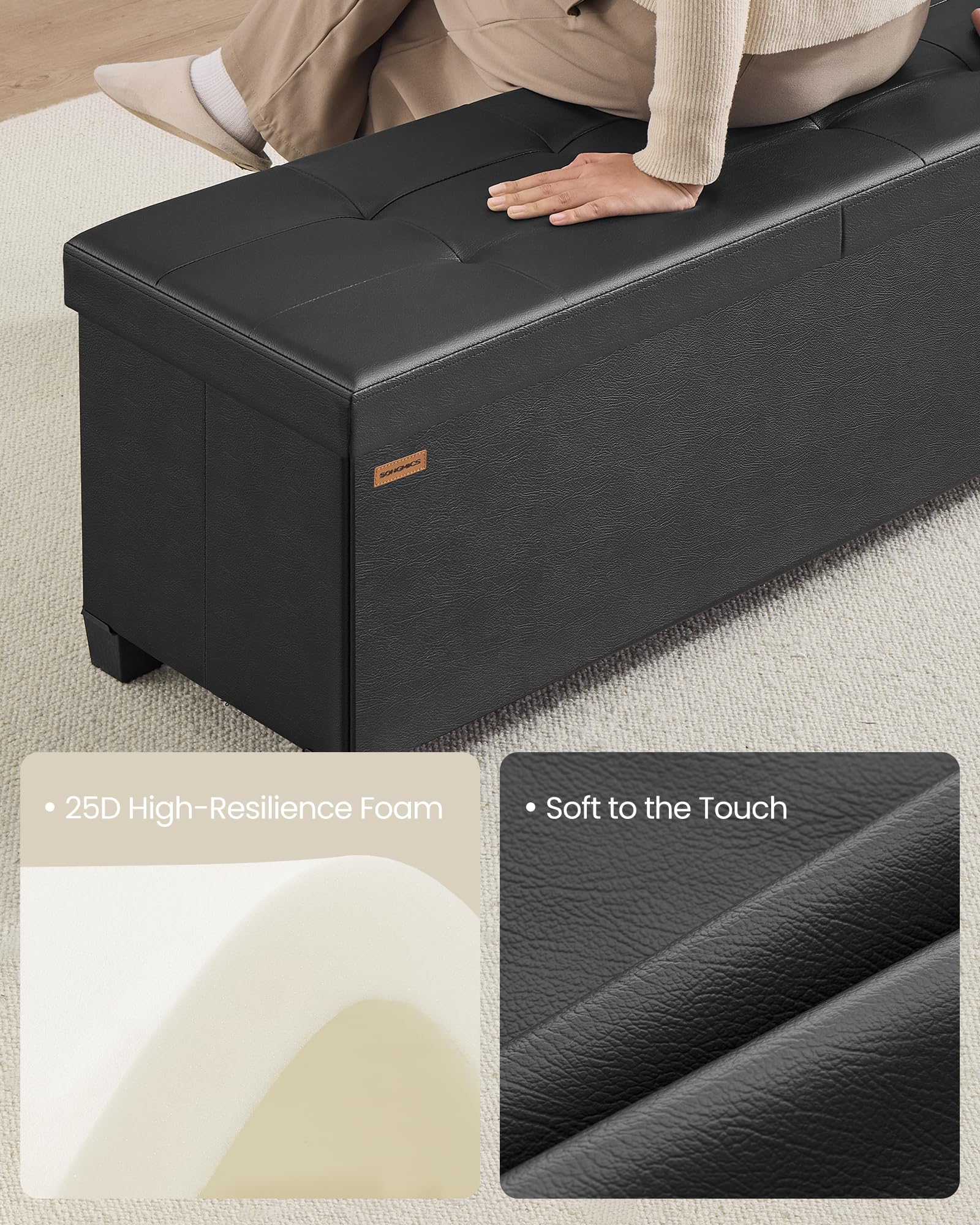 Storage Ottoman Bench with Legs