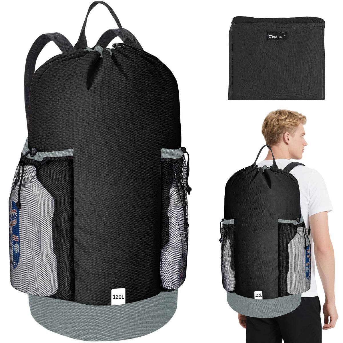 2PK 120L Laundry Bag Backpack (2 Count)