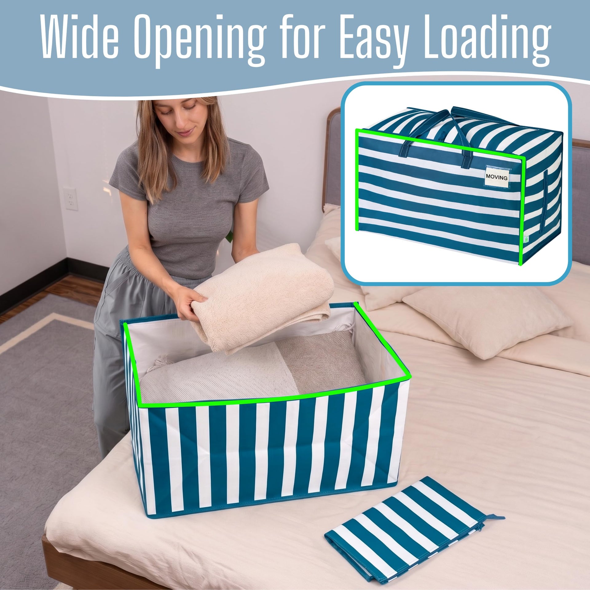 10 Pack Extra Large Heavy Duty Moving Bags with Wide Opening & Reinforced Handles (10 Count)