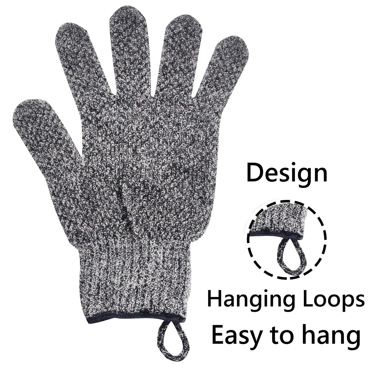 Bamboo Charcoal Exfoliating Gloves for Shower