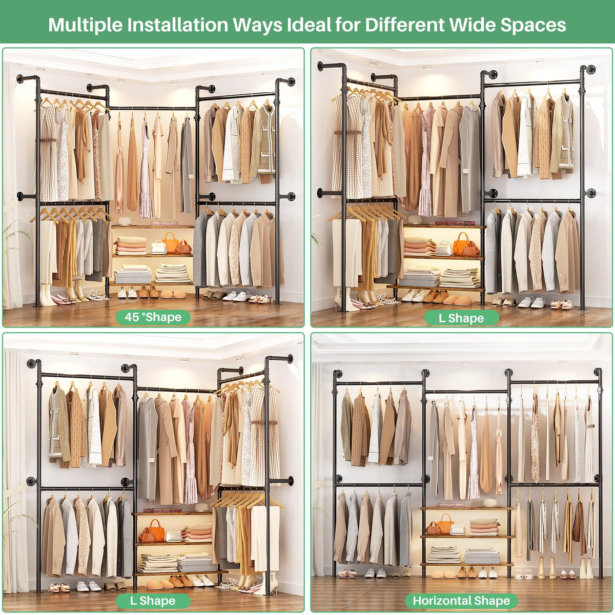 Expandable Industrial Pipe Clothing Rack