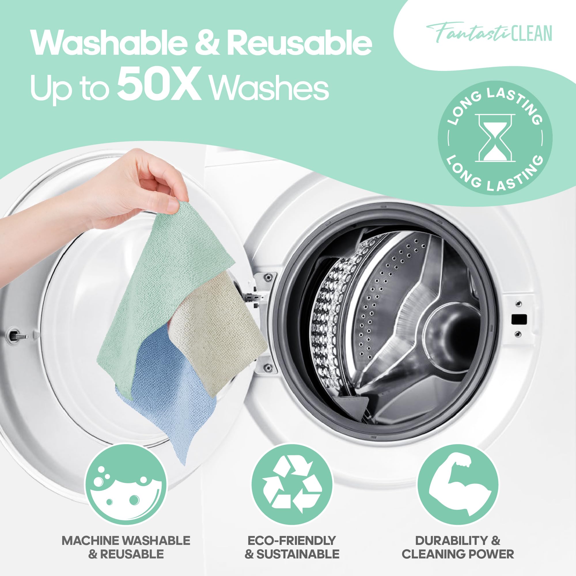 Microfiber Cleaning Cloth Roll (60 Count)