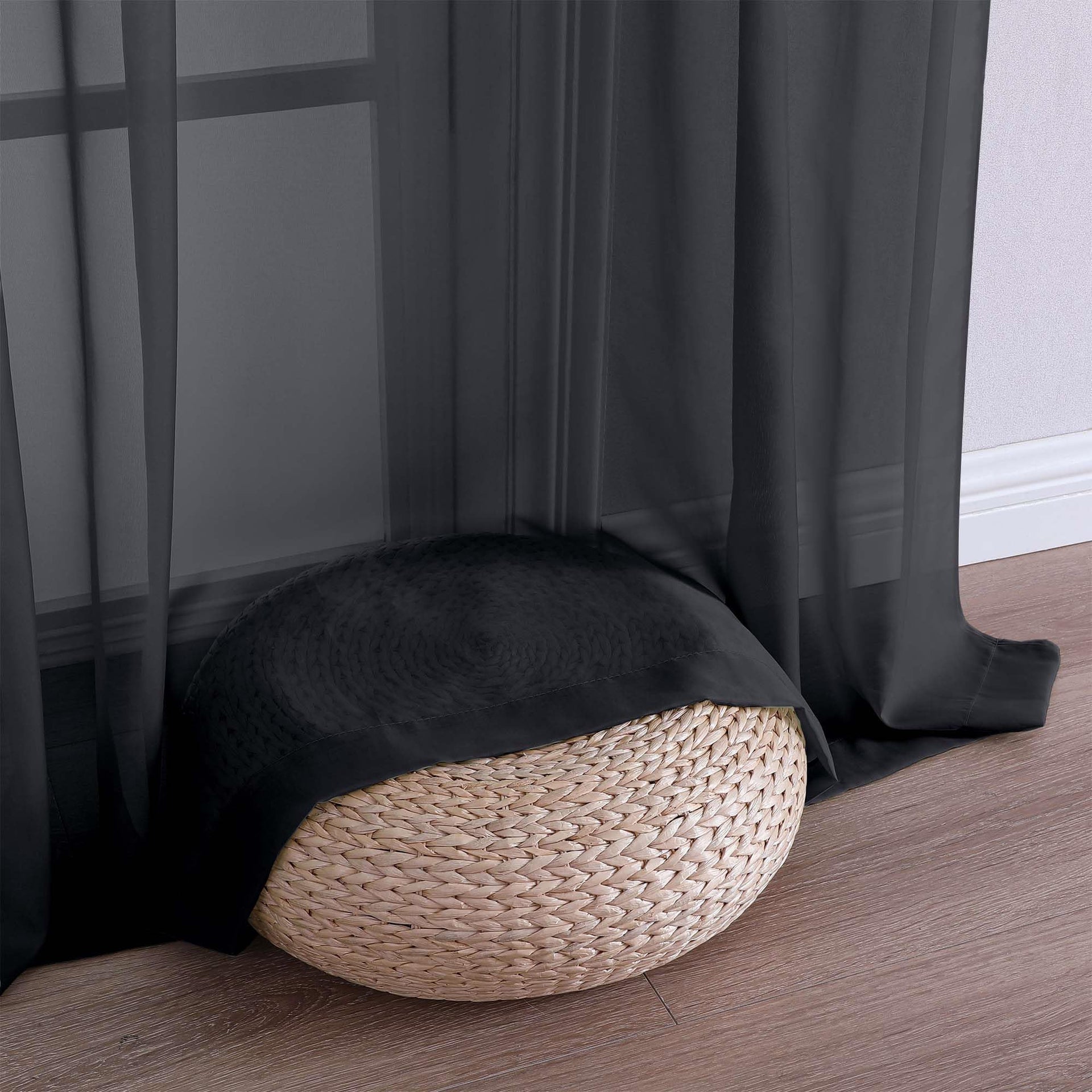 Black Sheer Curtains 84 Inches Long 2 Panels (2 Count)
