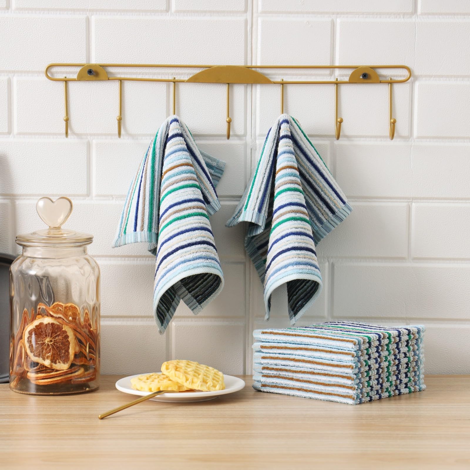 Kitchen Rags Dish Cloths for Washing Wiping Cleaning Towels (8 Count)