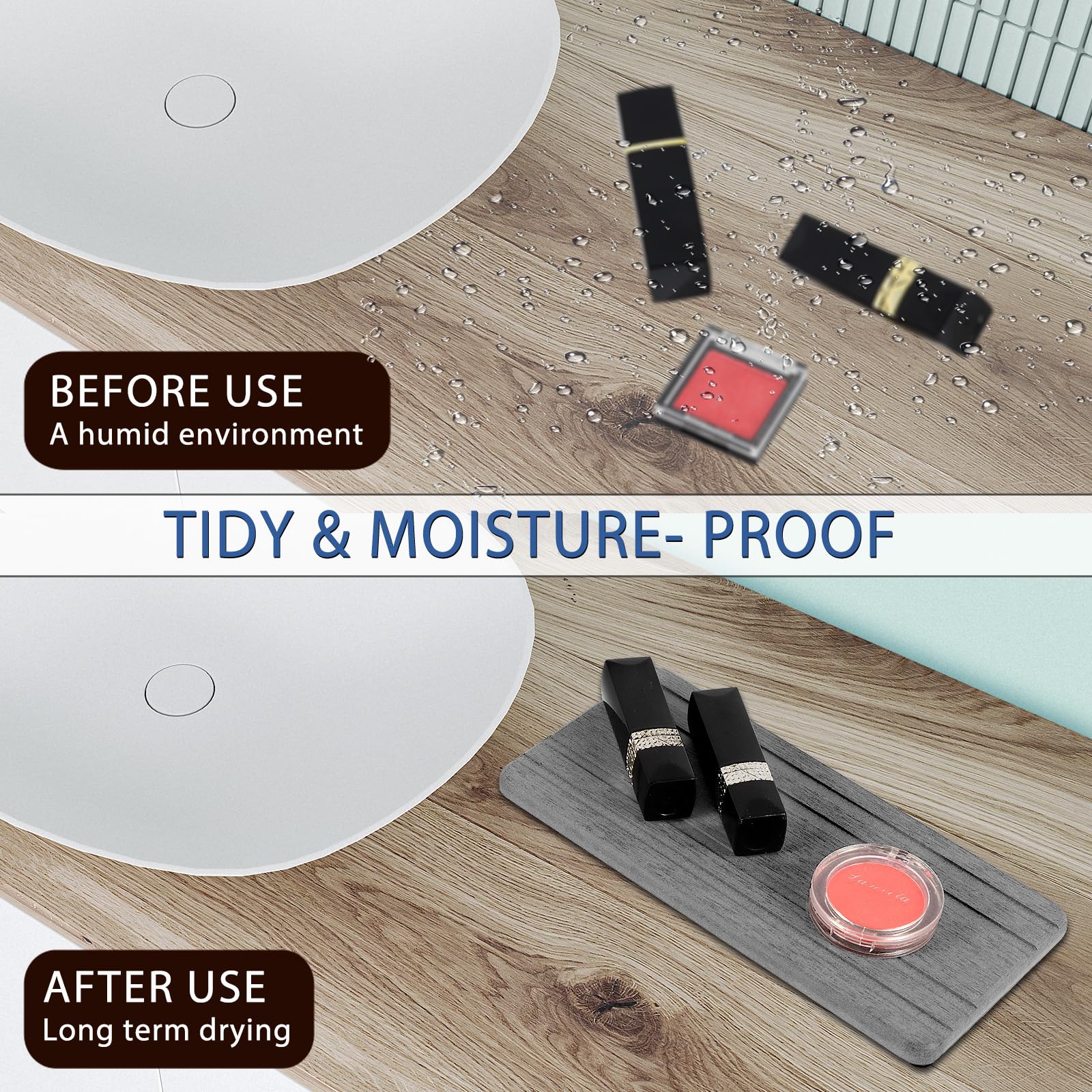 3PCS Water Absorbing Stone Tray (3 Count)