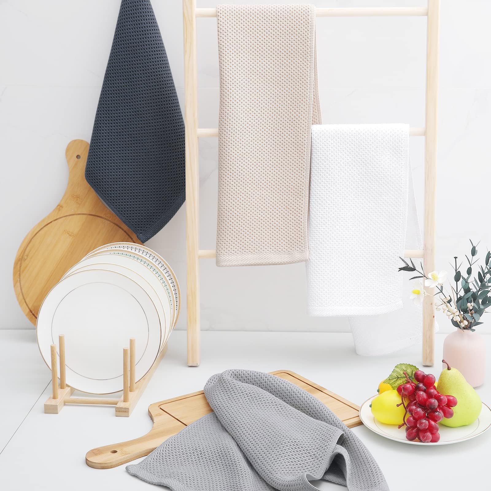 100% Cotton Waffle Weave Kitchen Dish Towels 24 (24 Count)