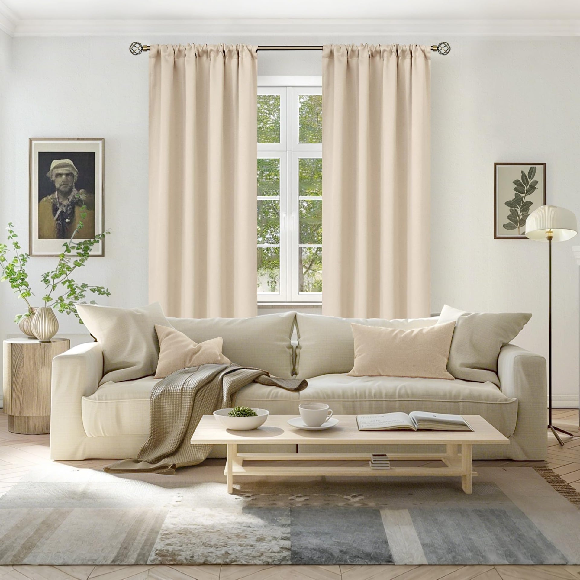 Champagne Blackout Curtains for Bedroom 84 Inches Long (2 Count)
