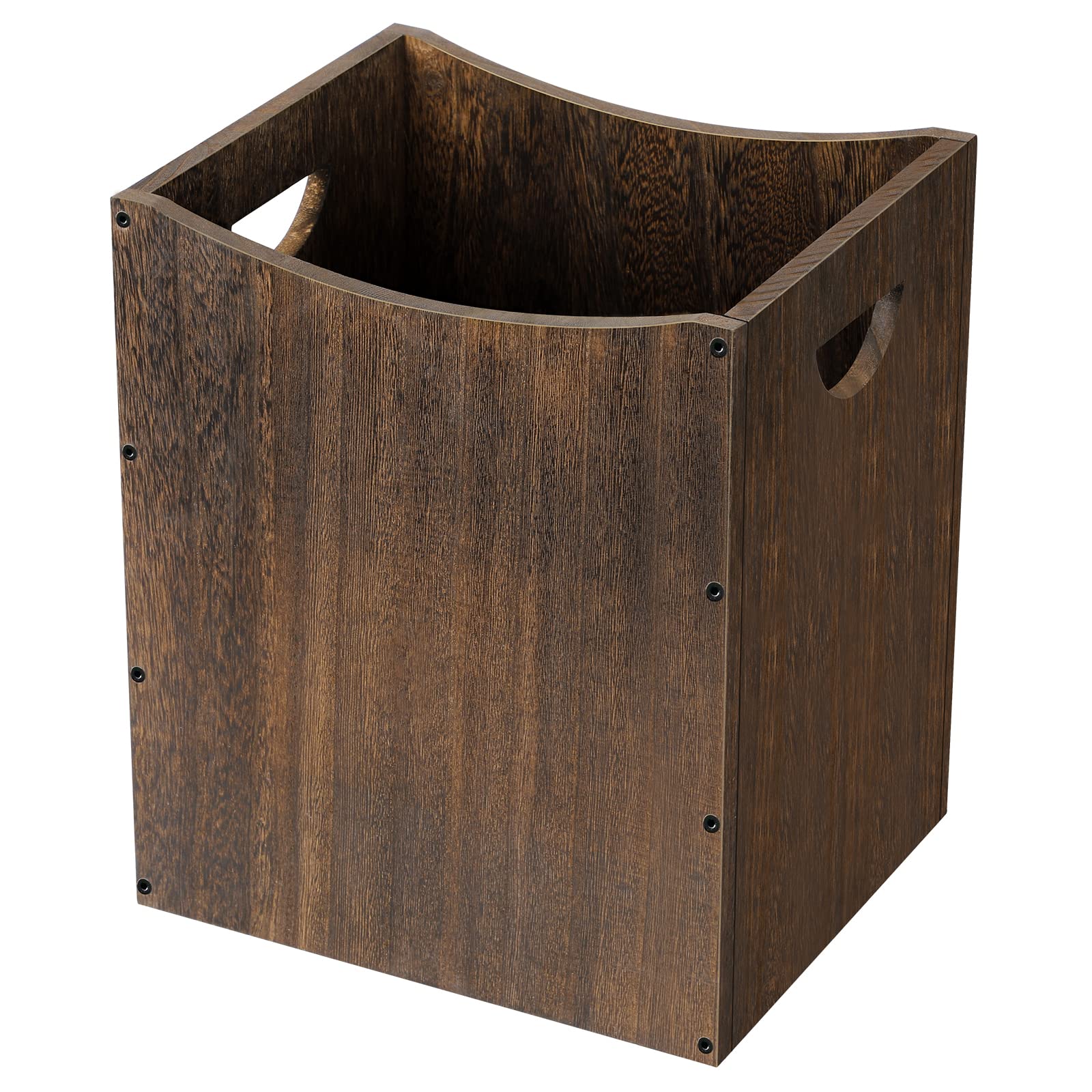 Wood Trash Can 5.3 Gallon Office Wastebasket Farmhouse Rectangular Garbage Can with Built