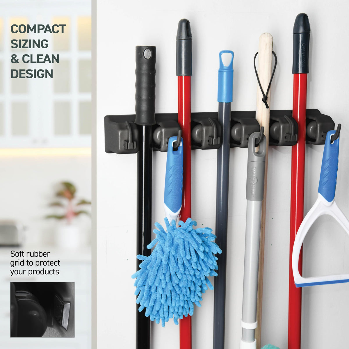 Mop and Broom Holder Wall Mount