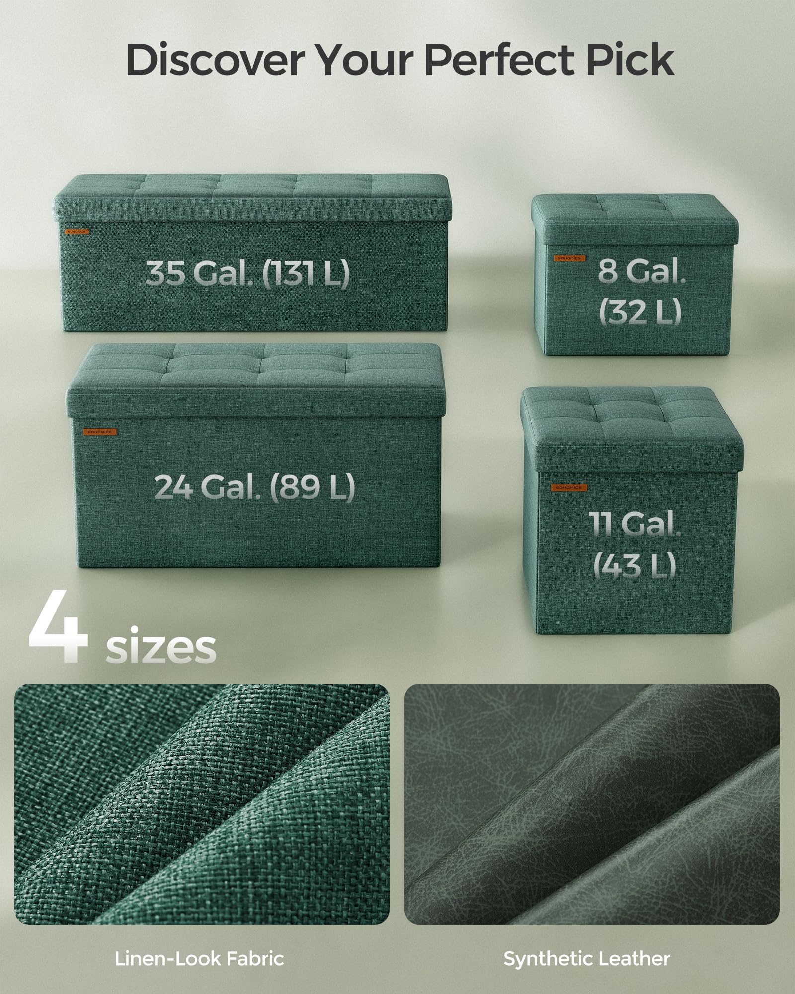 43.3 Inches Folding Storage Ottoman Bench