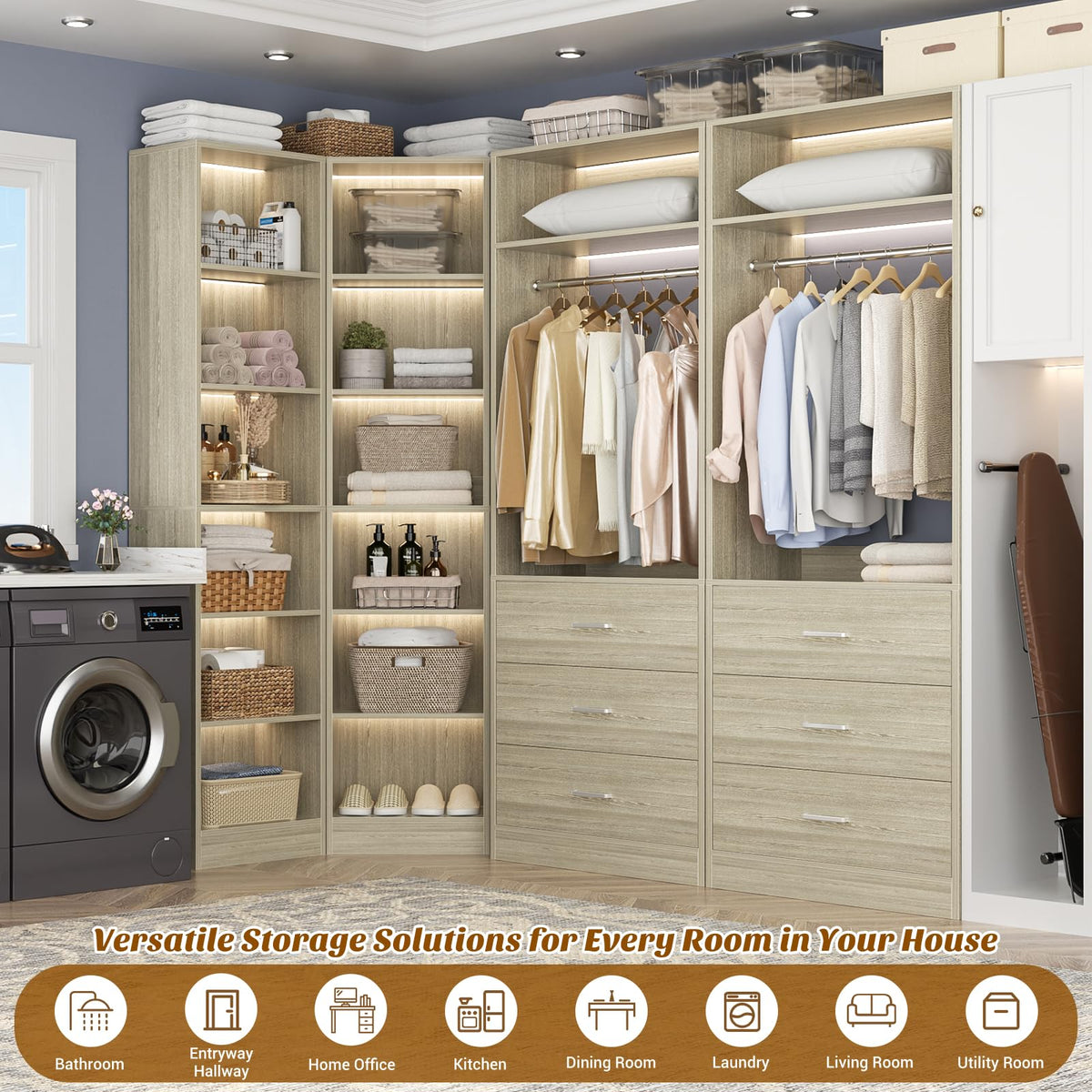 Closet System with 6 Drawers & 10 Shelves