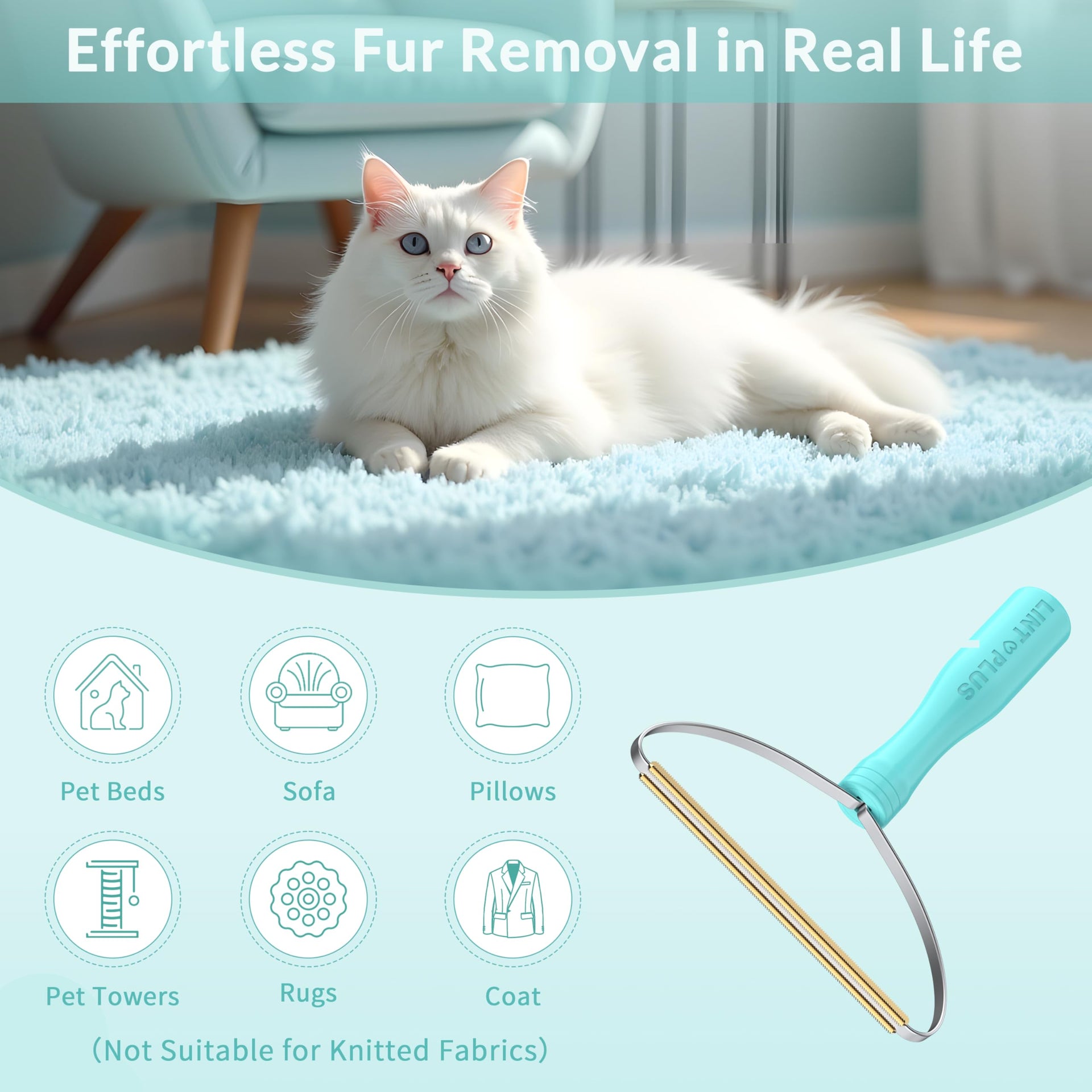 Pet Hair Remover Carpet x2 & Lint Root Cleaner Pro Pet Hair Remover by LINTPLUS (2 count)