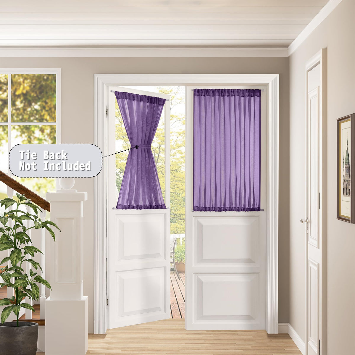 Short Sheer Door Curtains Closet Linen Textured Curtains Sheer Doorway Light Filtering Voile Patio Glass Door Rod Pocket Curtain French Doors