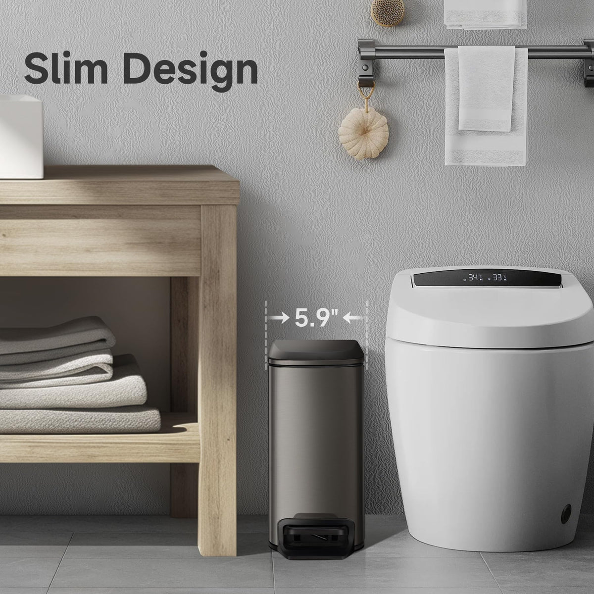 Small Bathroom Trash Can with Lid
