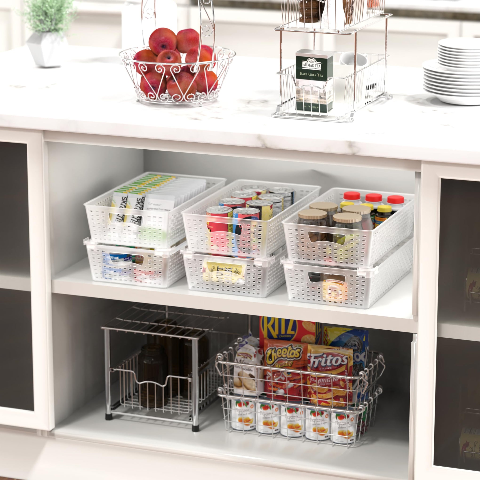 Stackable Plastic Woven Basket Organizer (6 Count)