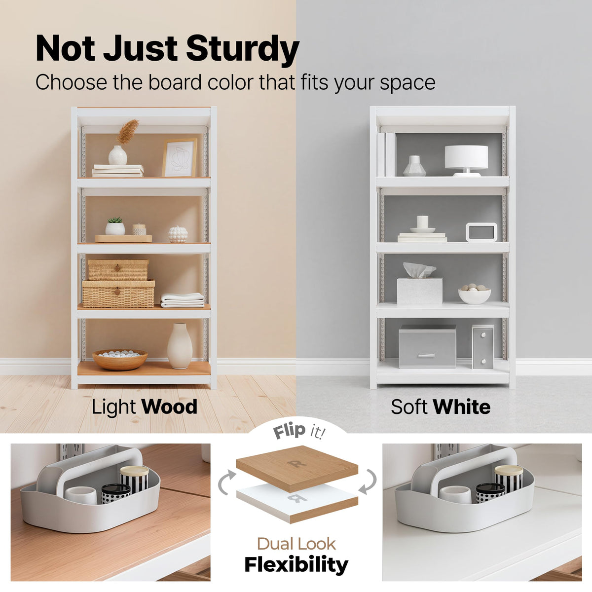 House White 36.2" W 5 Tier Storage Shelves Garage Shelving Unit