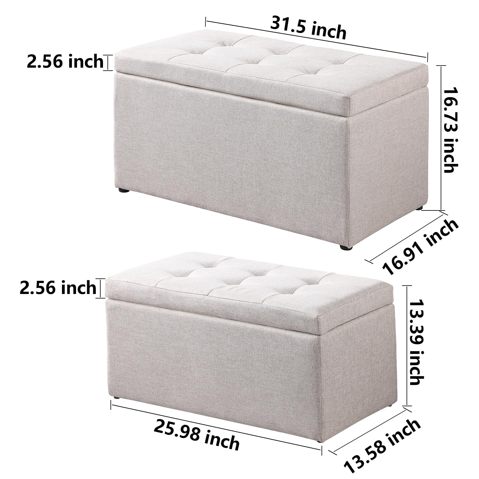 31.5'' Storage Ottomans Set of 2 (2 Count)