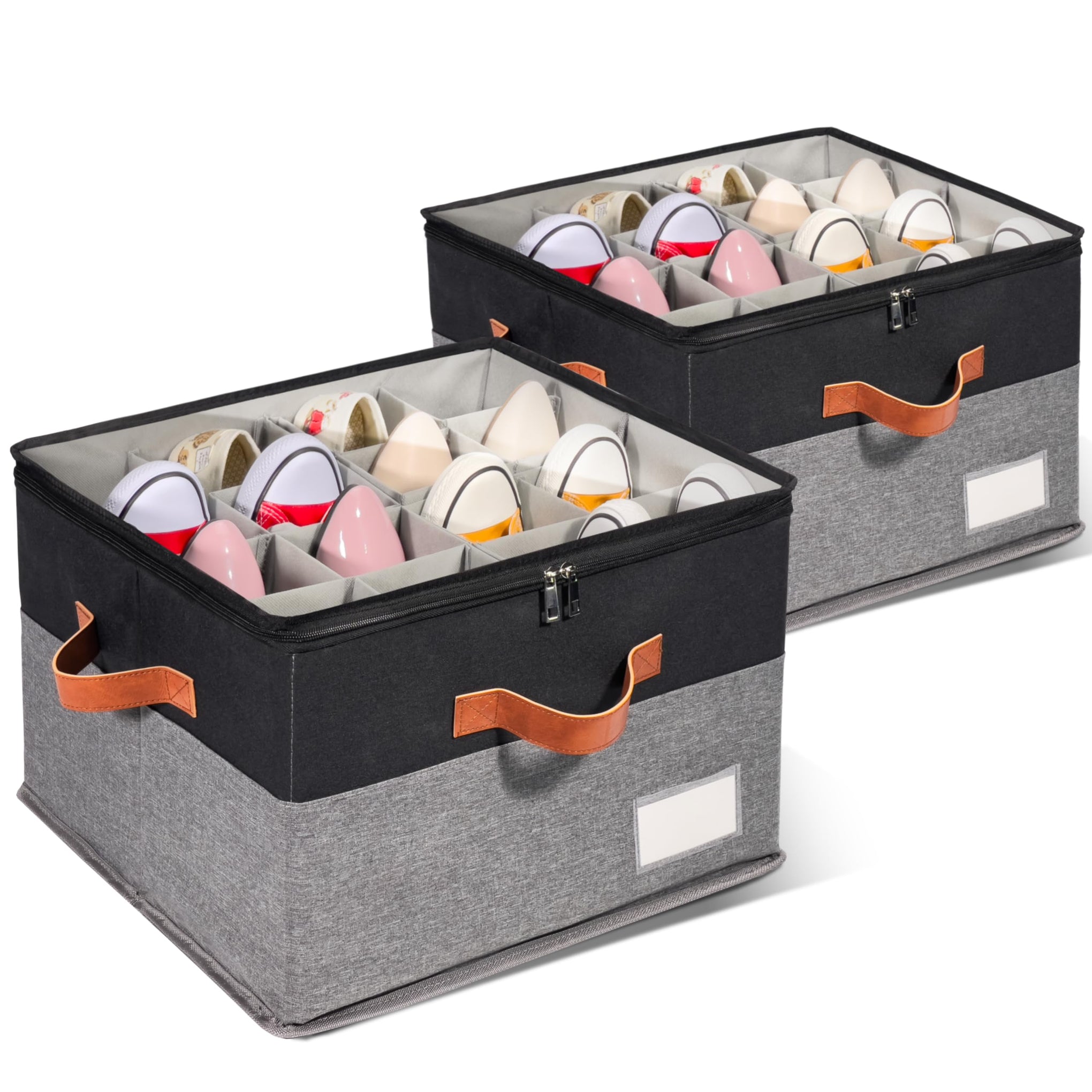 2 Pack Shoe Organizer for Closet with Adjustable Divider Shoe Storage Box (2 Count)