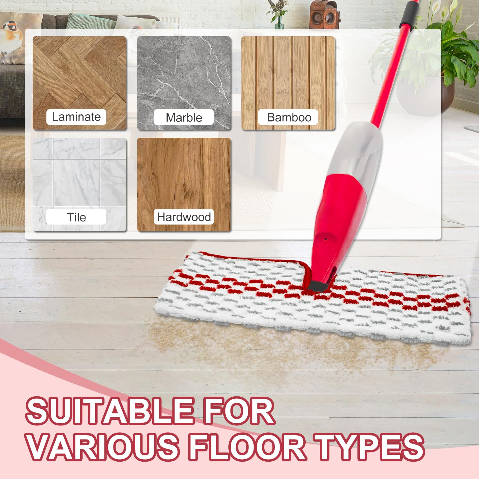 Microfiber Spray Mop Pads (4 Count)