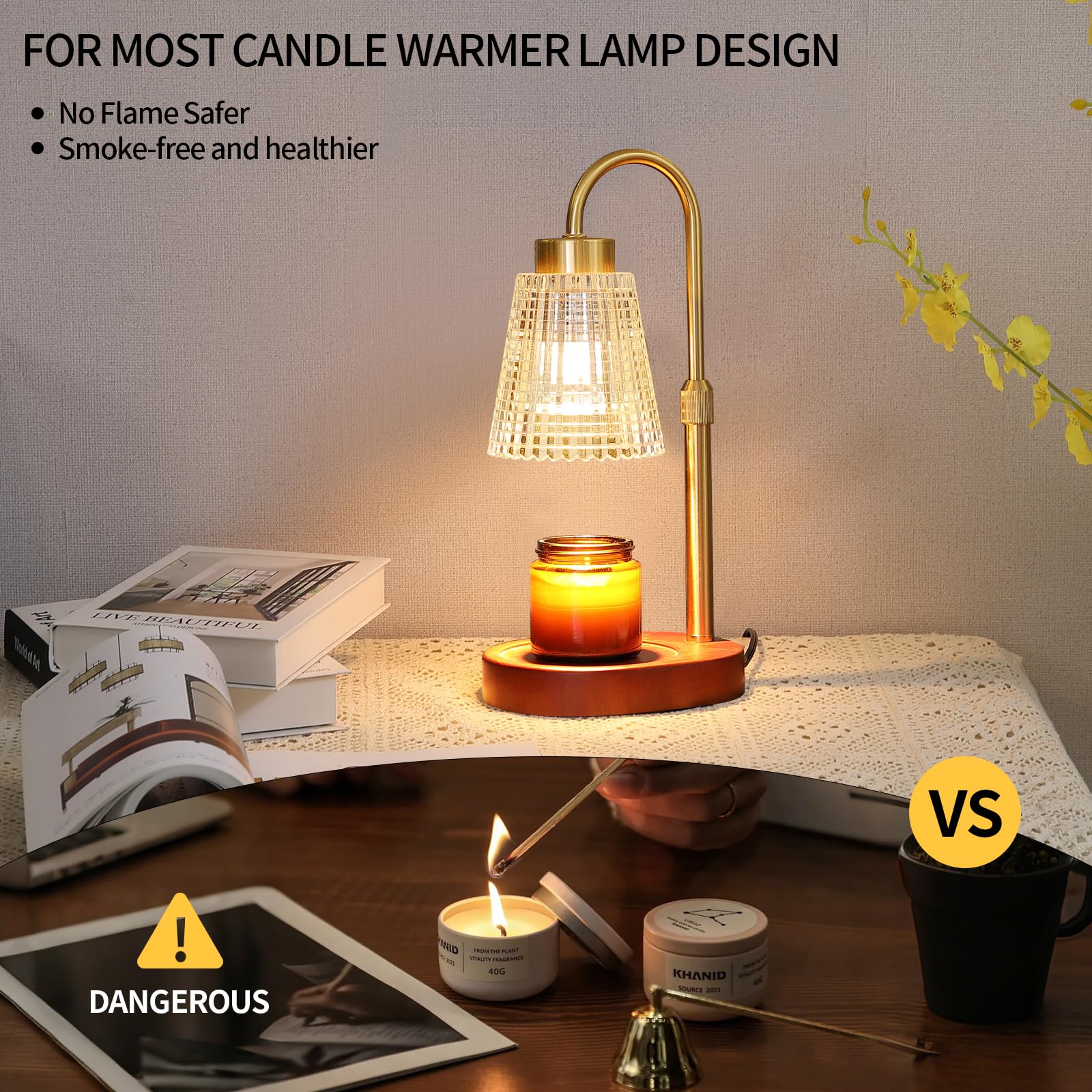 Antique Brass Candle Warmer Lamp WithTimer and Dimmer