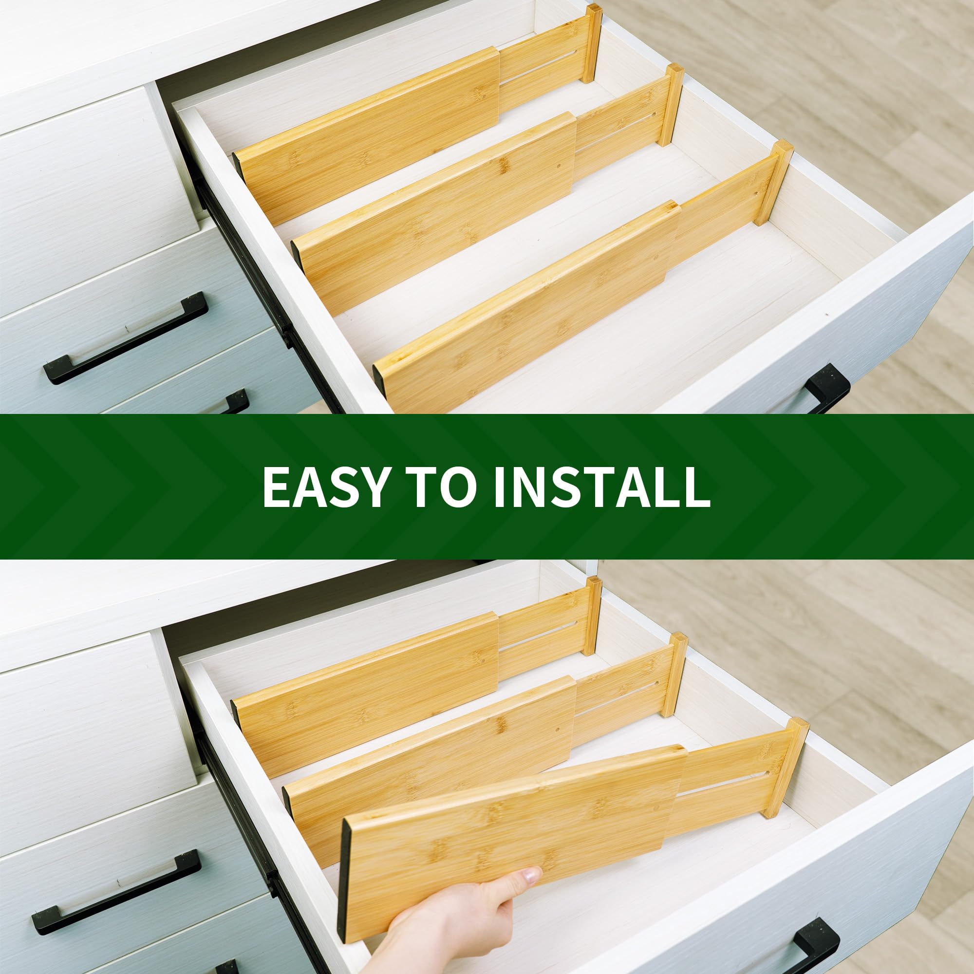 6 Pack Bamboo Drawer Dividers