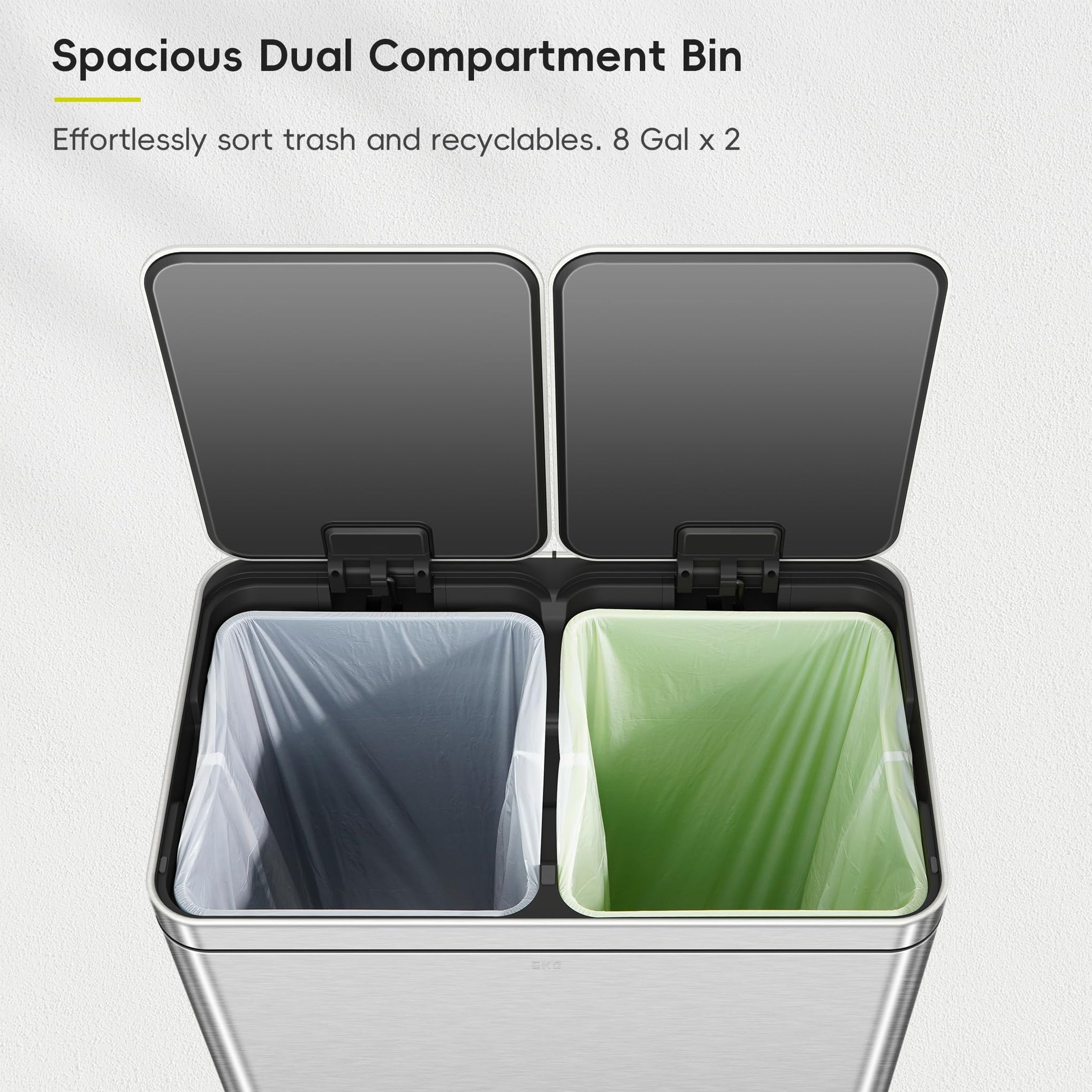 Edison Dual Trash Can for Recycling and Trash
