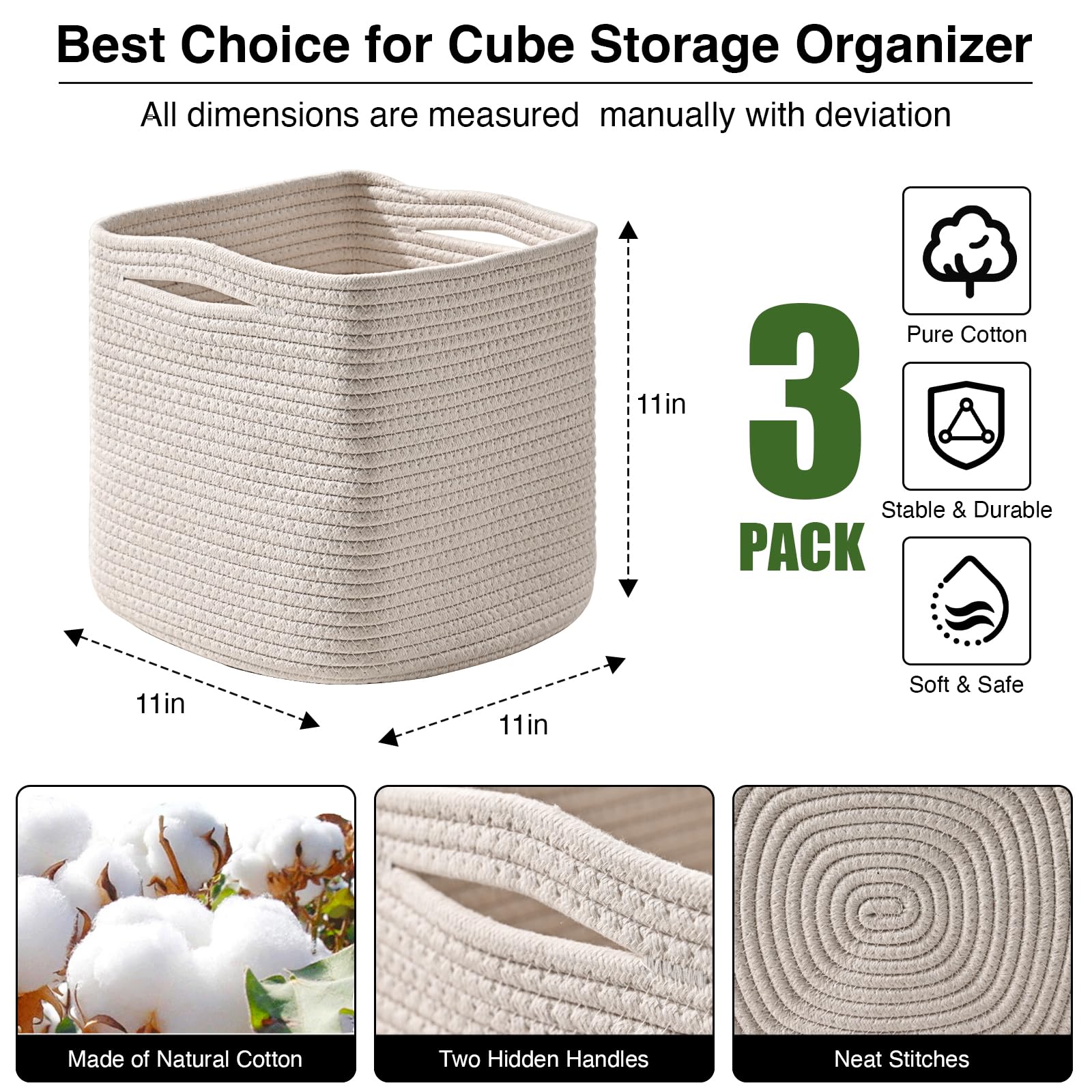 11 Inch Cube Storage Bins (3 Count)