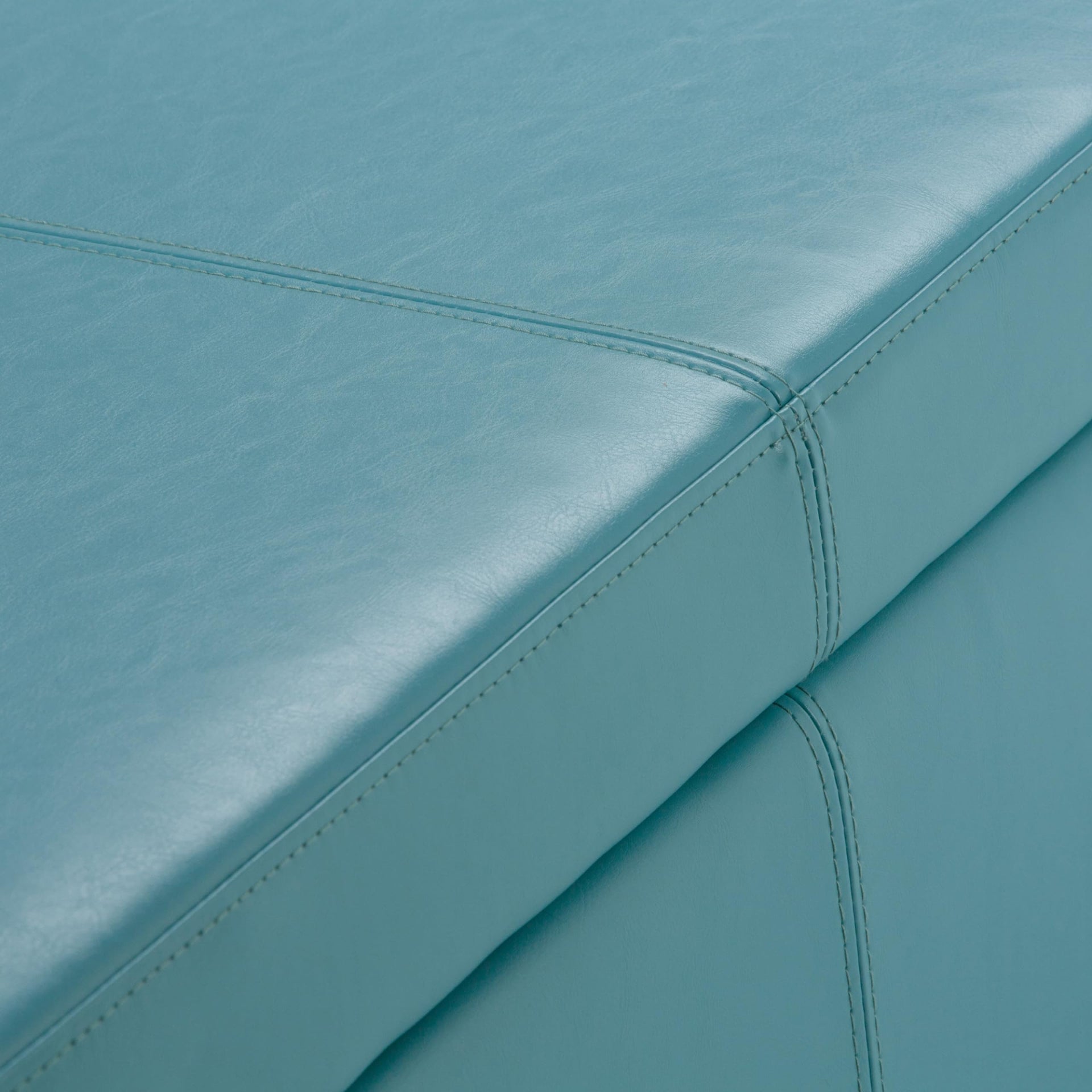 Avalon 48" Wide Vegan Leather Storage Ottoman in Soft Blue