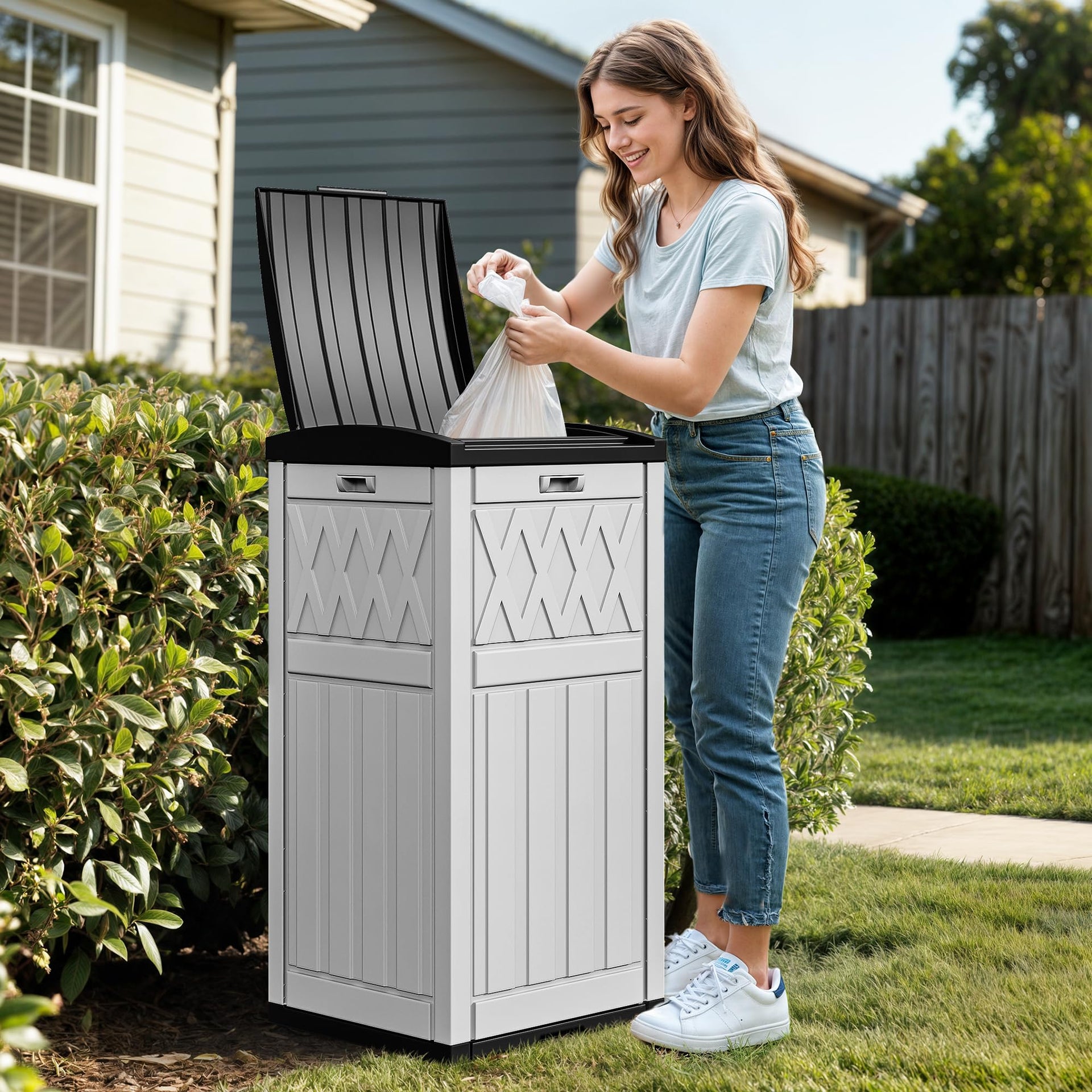 36 Gallon Outdoor Trash Can with Fabric Bag