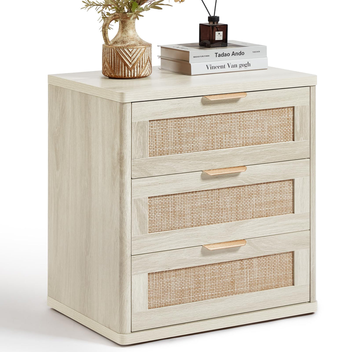 Rattan 23" Nightstands with Drawers for Bedroom (2 Count)