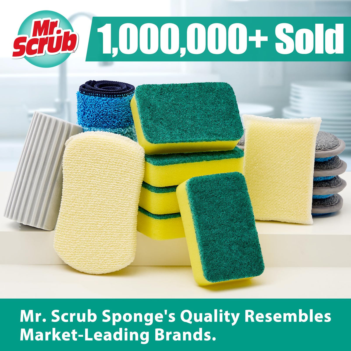 Sponges Kitchen Scrub Dish Sponge Scouring Pad (48 Count)