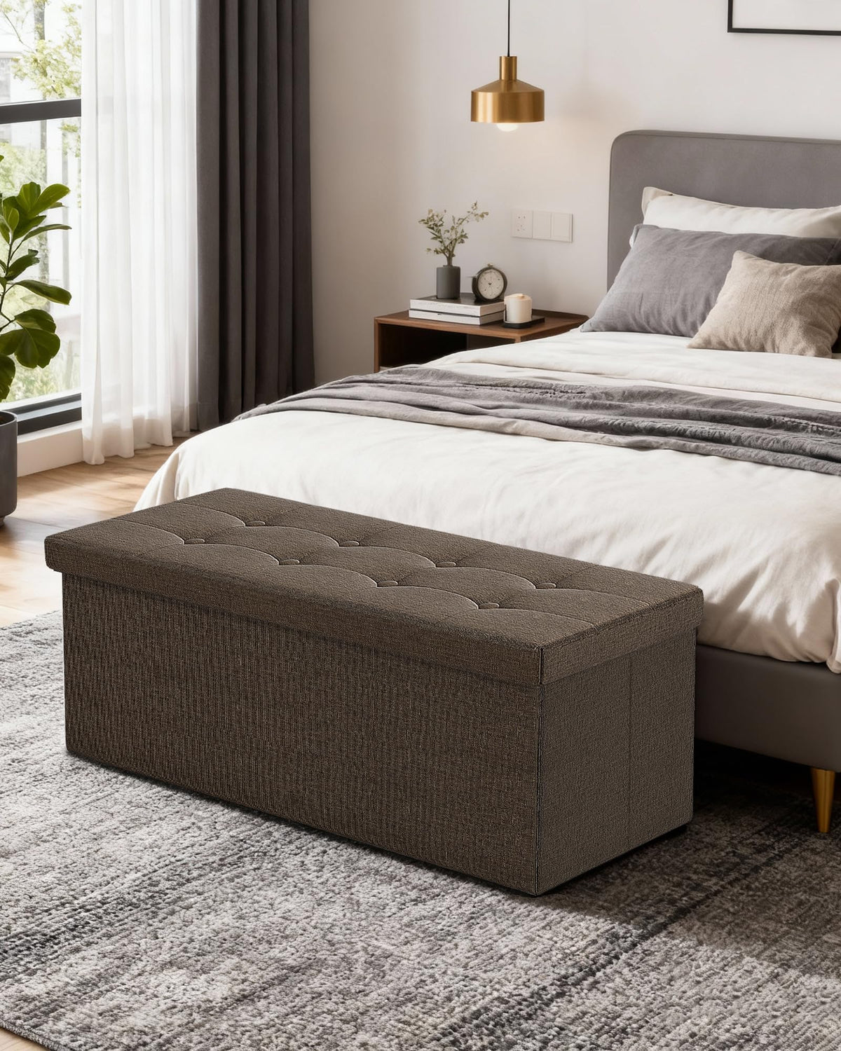 43 Inches Folding Storage Ottoman Bench