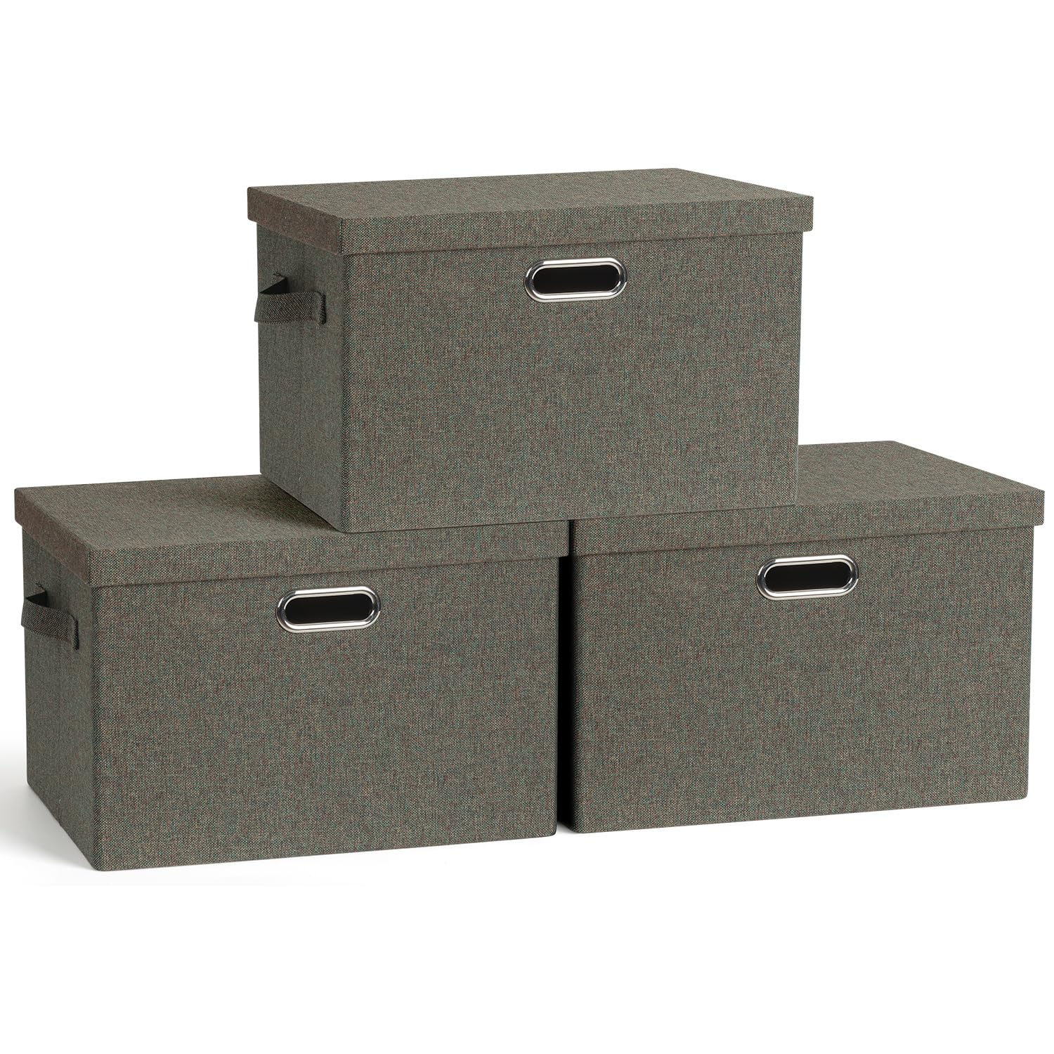 Storage Bins with Lids Fabric Closet Organizers Cubes Office Organization (3 Count)