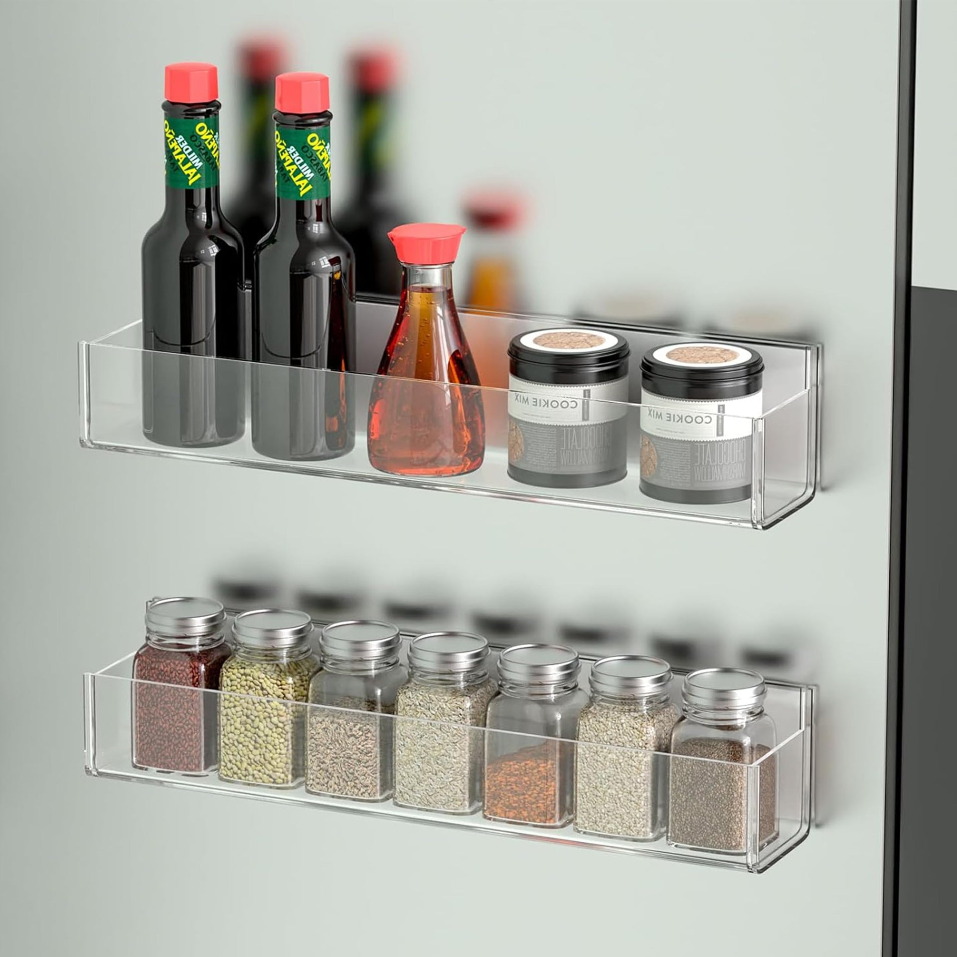 Adhesive Acrylic Spice Rack Organizer for Wall with Nano Double Sided Tape