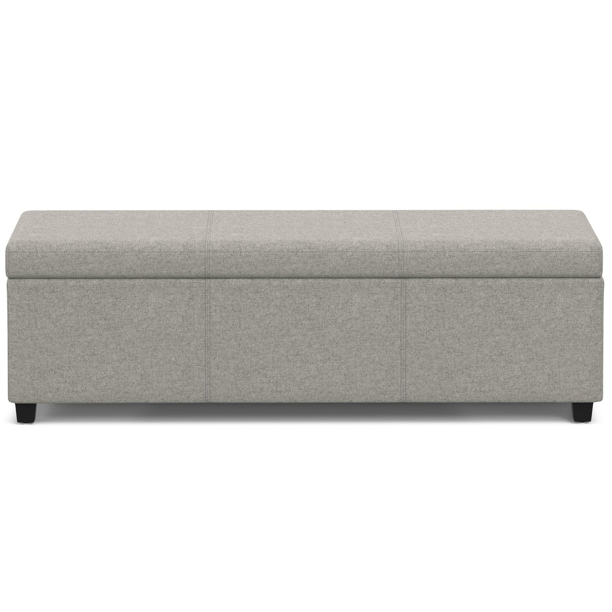 Avalon 54" Wide Vegan Leather Storage Ottoman in Midnight Black