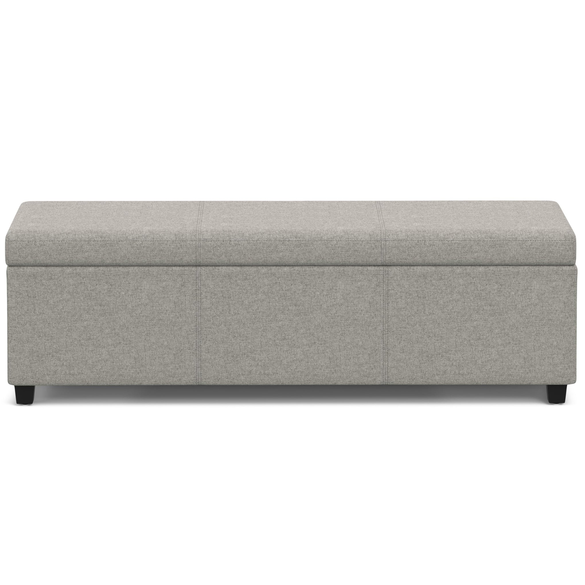 Avalon 54" Wide Vegan Leather Storage Ottoman in Midnight Black