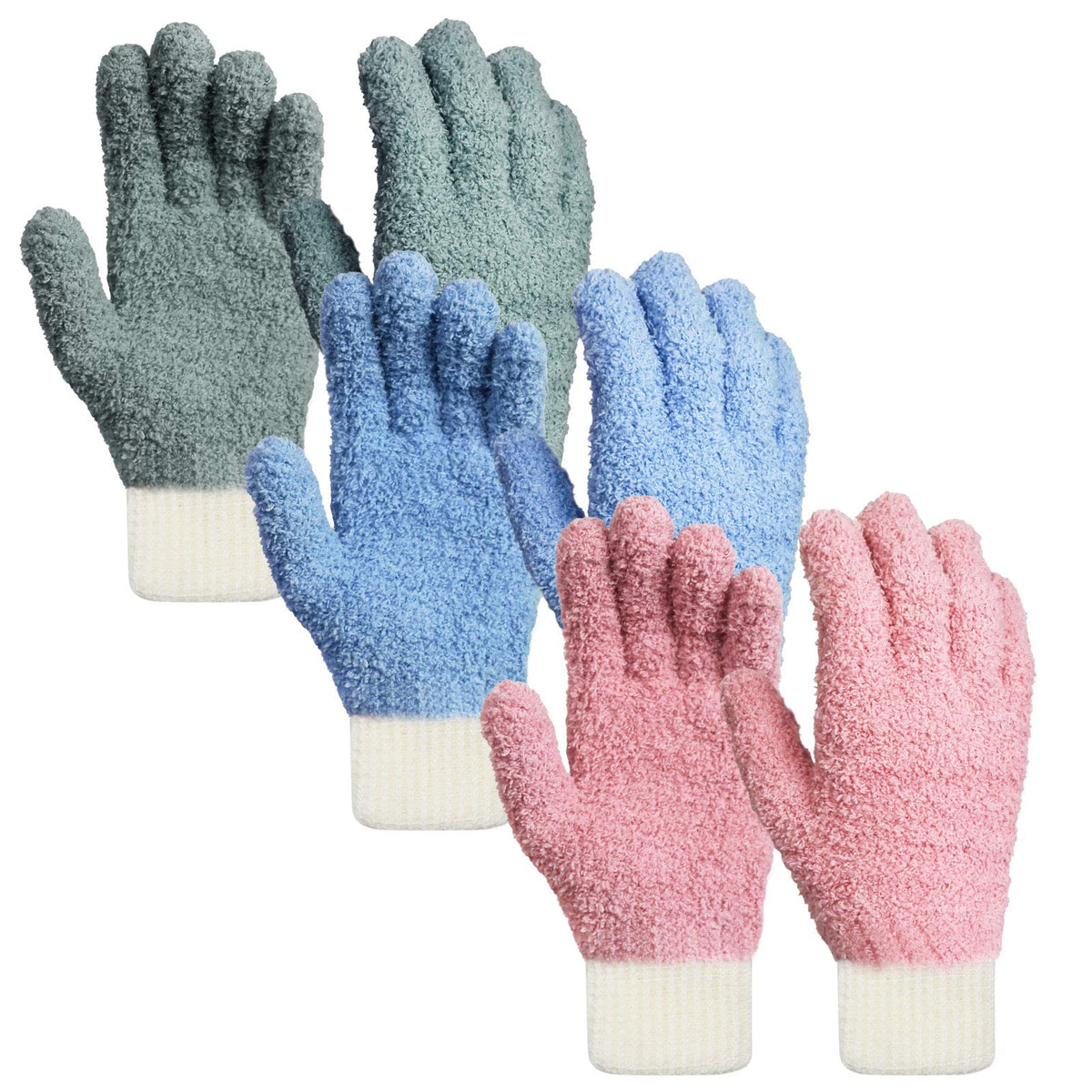3 Pairs Microfiber Dusting Gloves (6 Count)