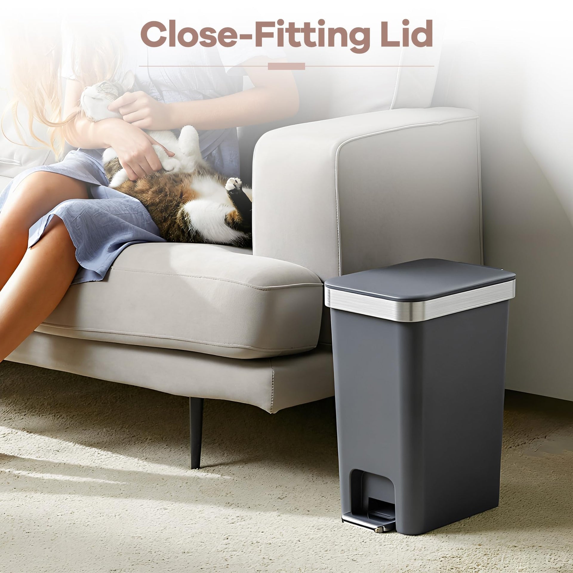 2PACK 2.6 Gal Small Bathroom Trash Can with Lid Foot Pedal (2 Count)