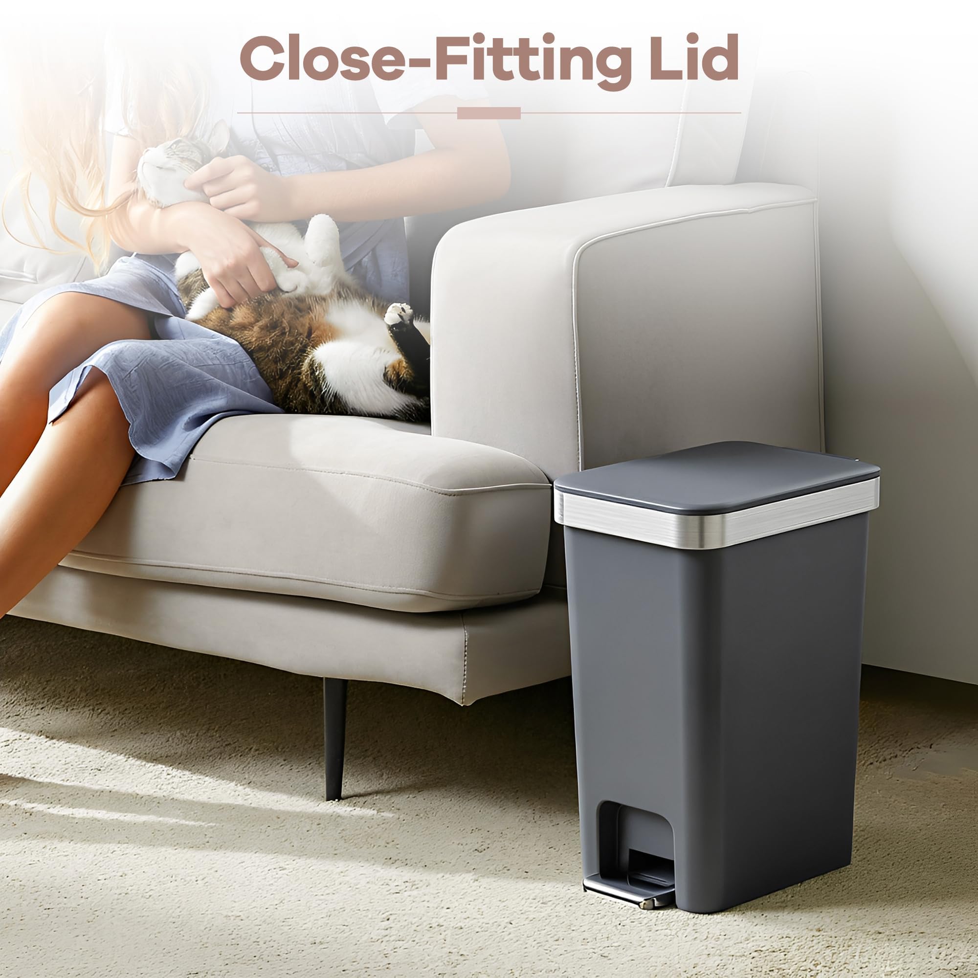 2PACK 2.6 Gal Small Bathroom Trash Can with Lid Foot Pedal (2 Count)