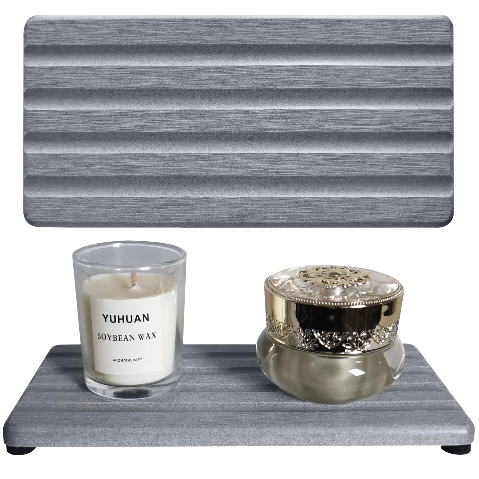 Diatomite Soap Dish Holder Water Absorbing Stone Tray Bathroom Countertop (2 Count)