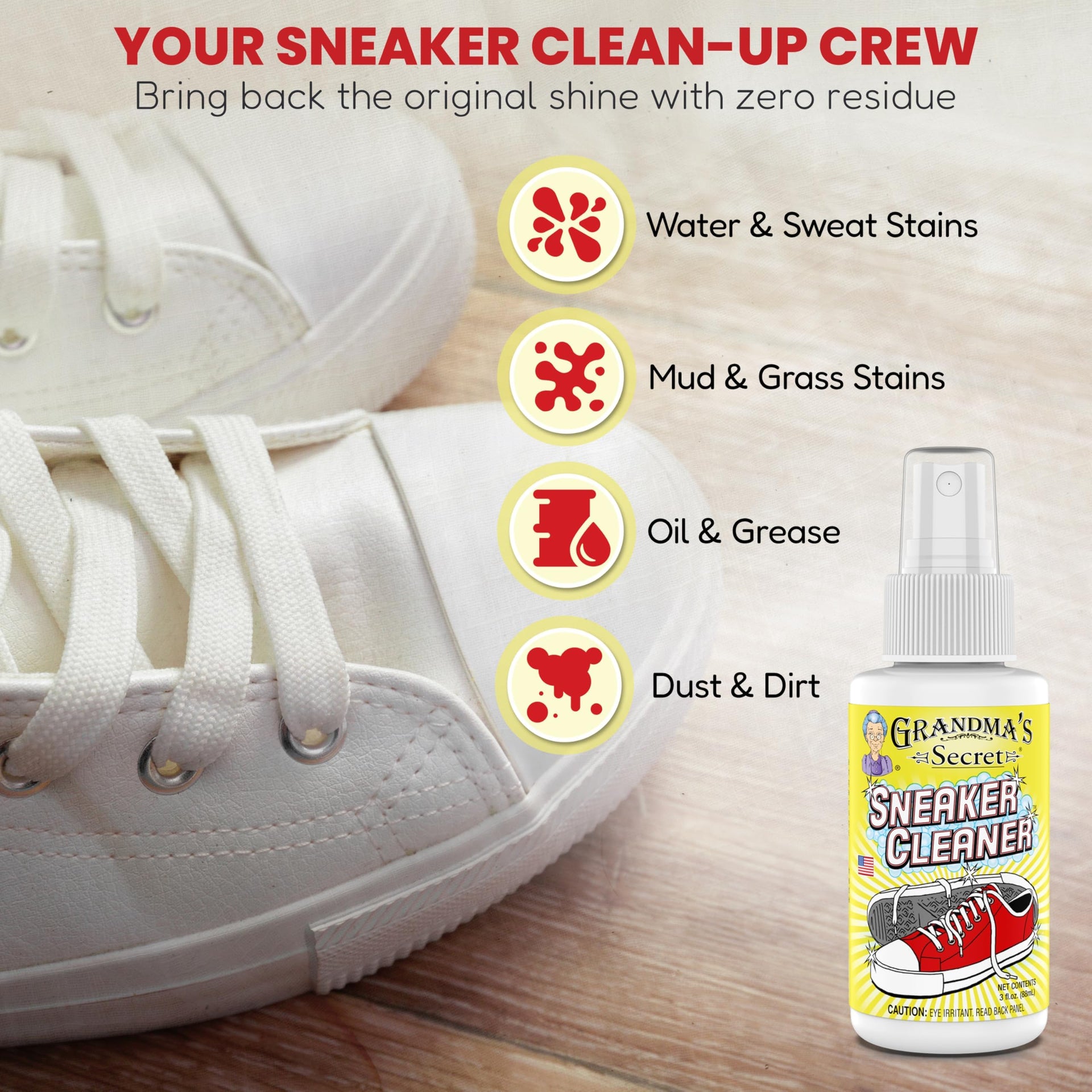 Shoe Cleaner Stain Remover Spray for Rubber (3 Fl Oz)