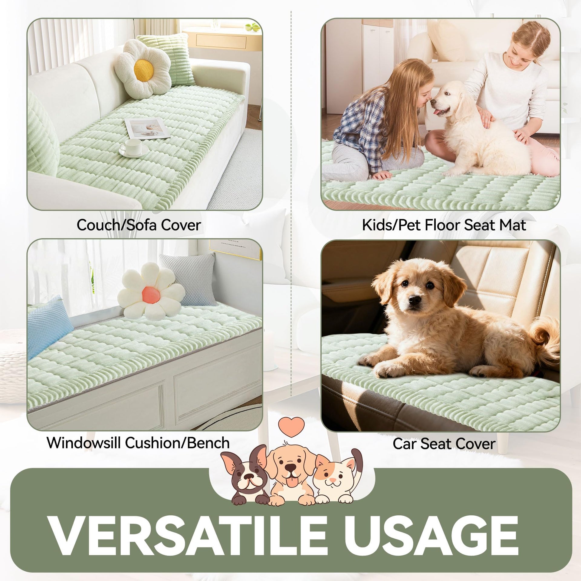 Dog Couch Covers for 3 Cushion Washable Non Slip Plush Pet Friendly Bed Mat Sofa Cover for Dogs