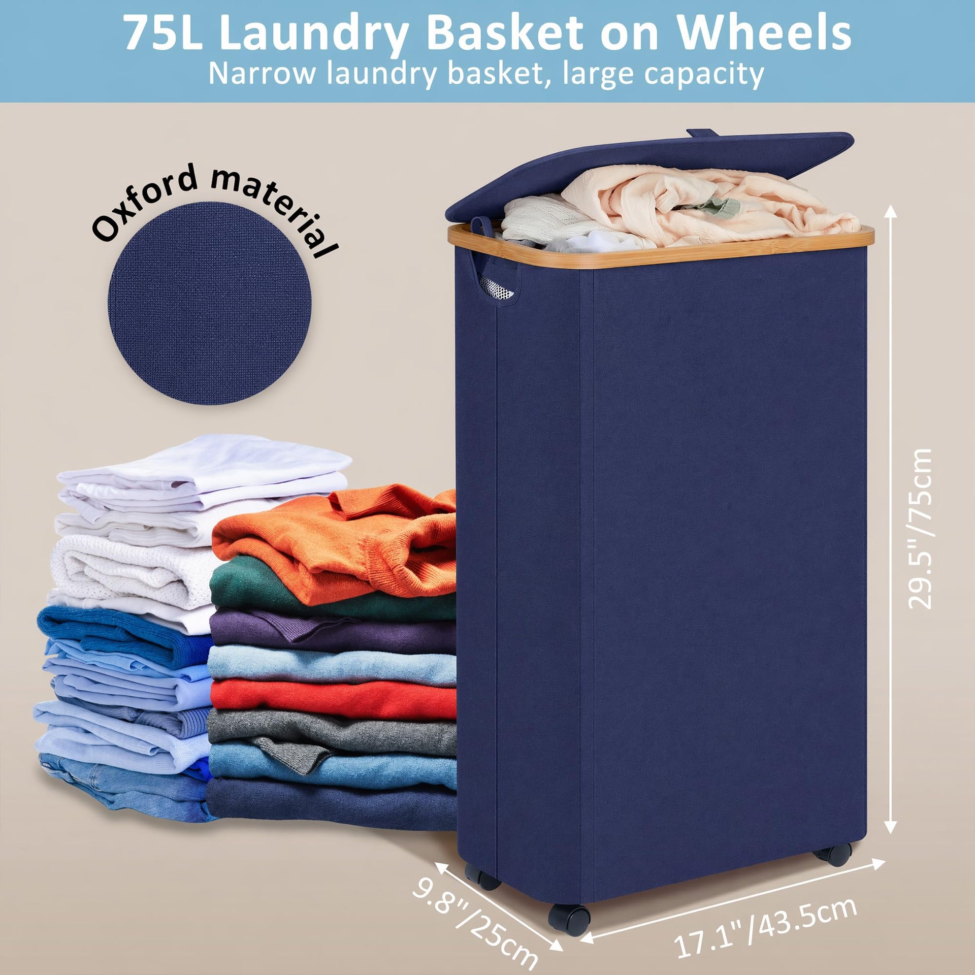 Slim Laundry Hamper with Wheels