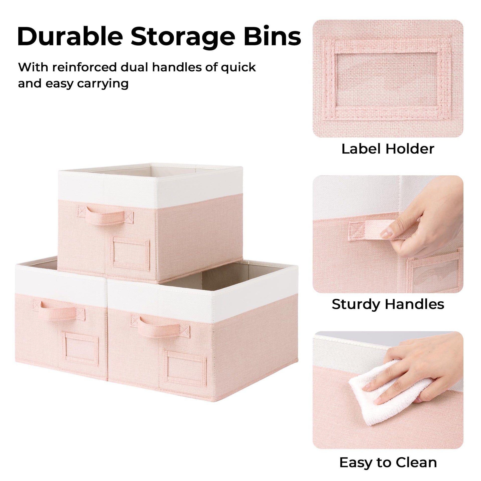 Closet Storage Bins with Label (3 Count)