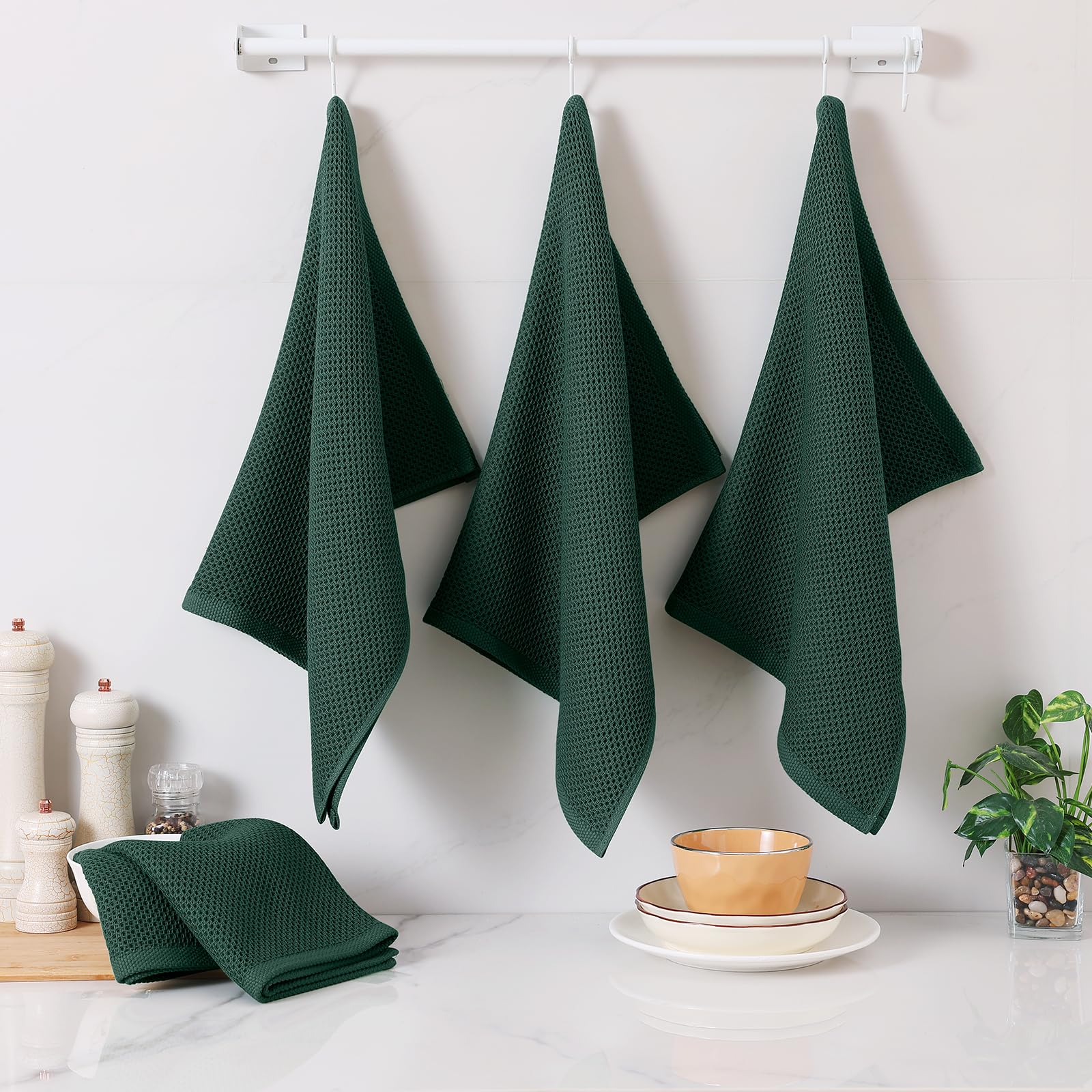 100% Cotton Oversized Waffle Weave Kitchen Towels 8 (8 Count)