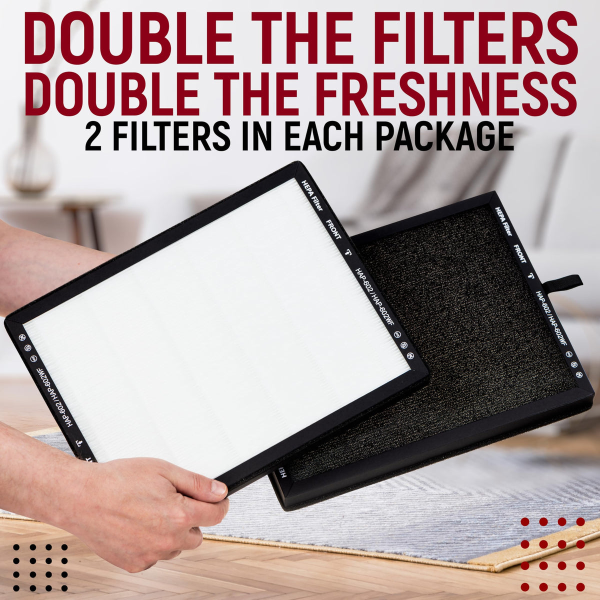 2 Pack HAP602 Replacement Filters Compatible with ECOSELF HAP602 (2 Count)