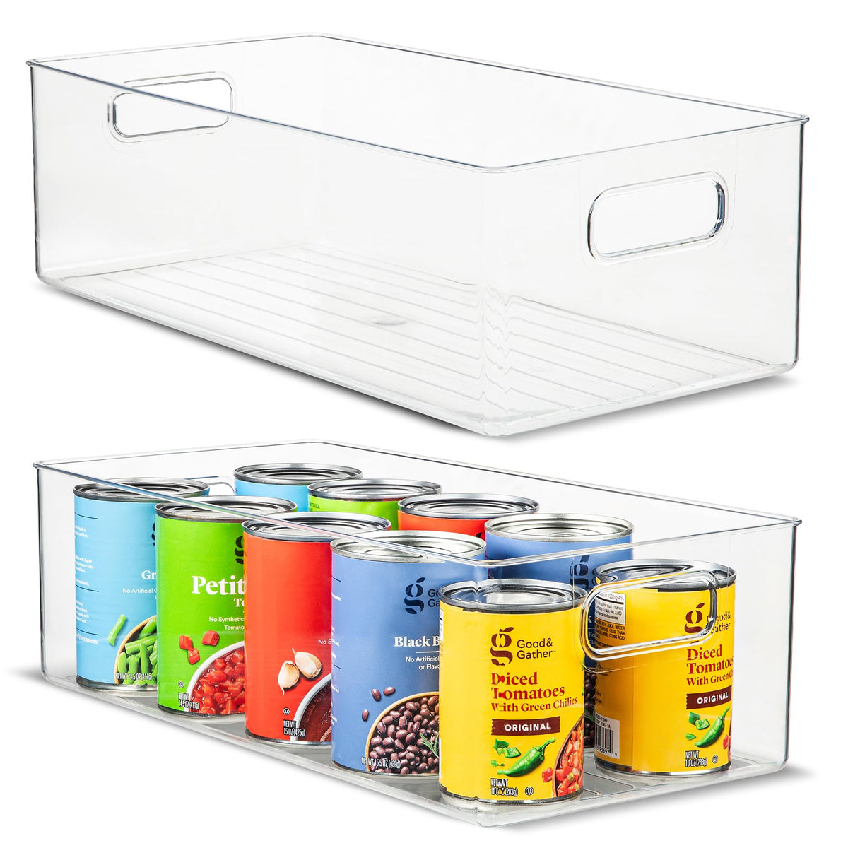 Plastic Food Storage 2 Pack Clear Container Bin with Handles for Organizing Kitchen (2 Count)