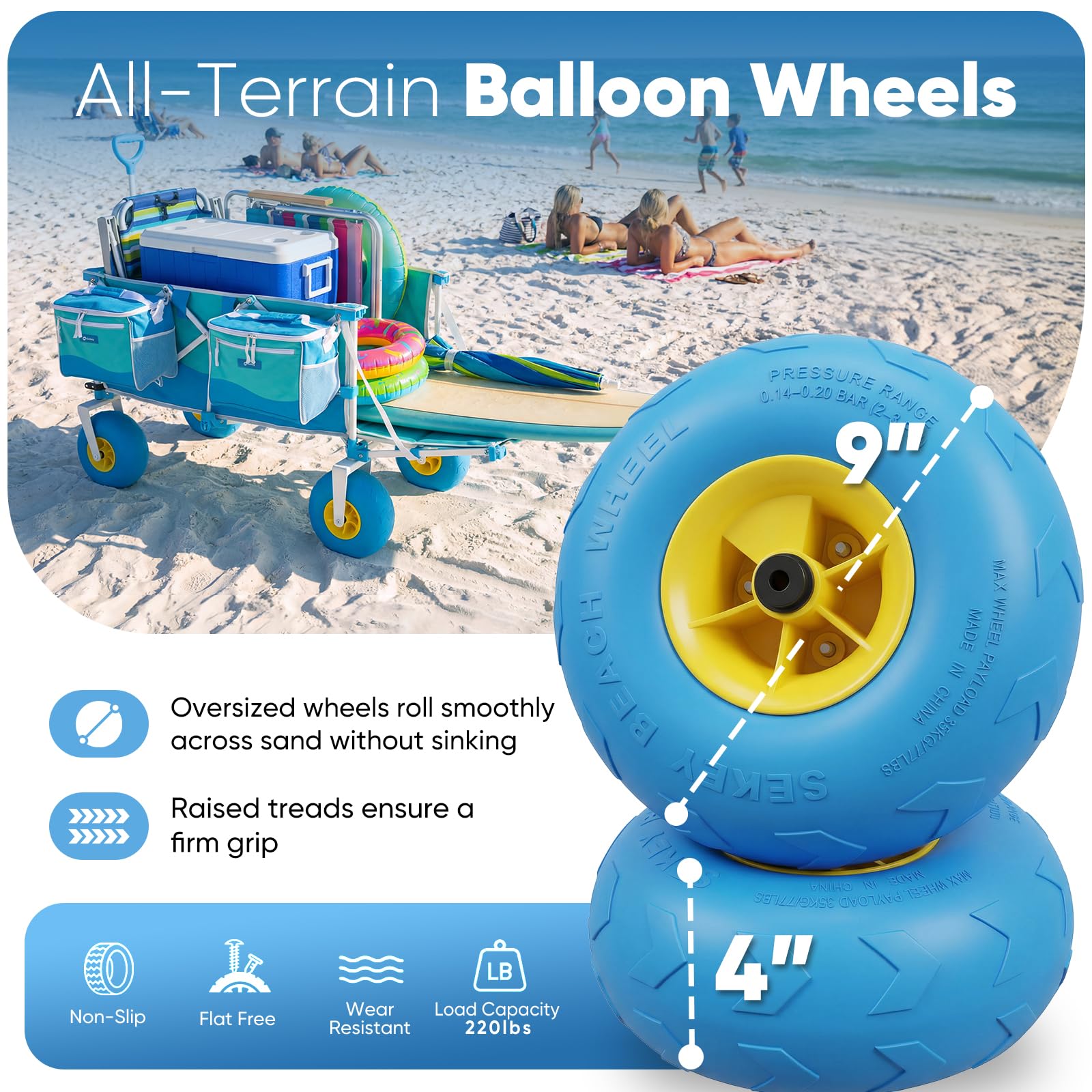 Heavy Duty Beach Wagon with 9" Big Sand